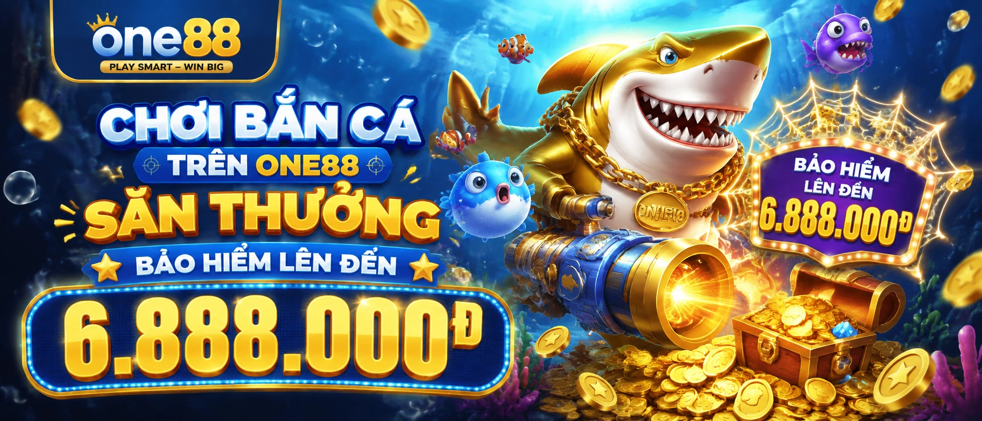 Giao diện Bắn Cá One88 chủ đề đại dương với màn hình vào bàn nhanh