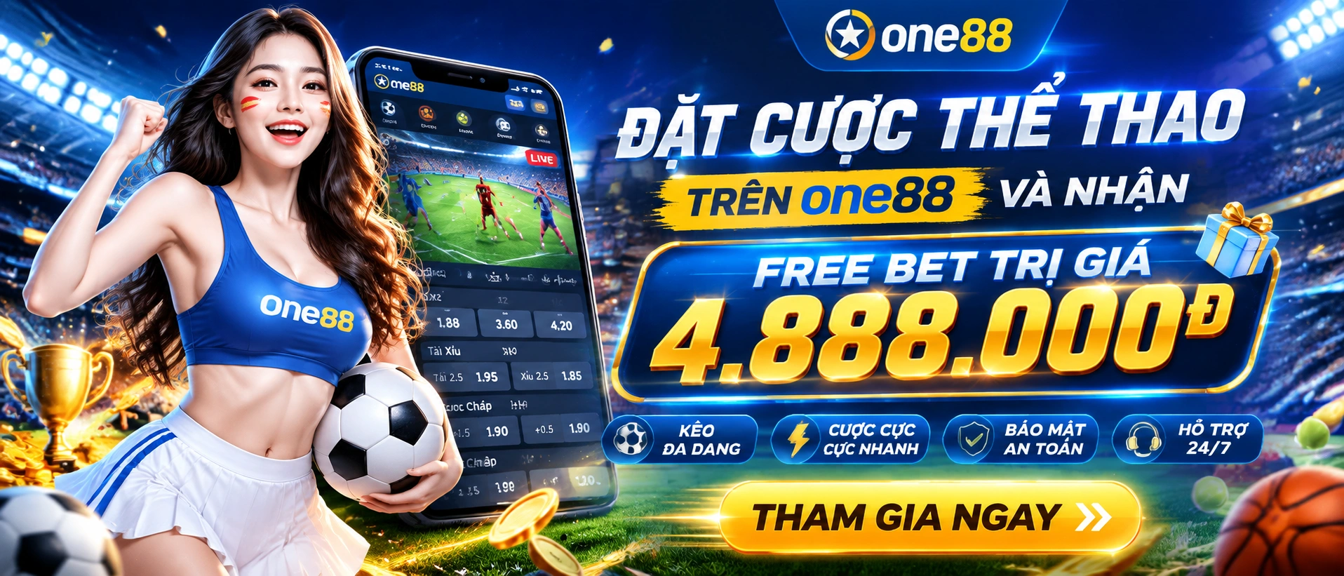 Giao diện thể thao One88 trên màn hình chính